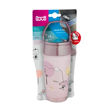 LOVI Szívószálas itatópohár ACTIVE 350 ml 14 hó+ Lovely lány