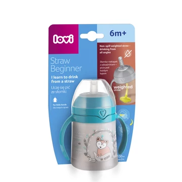LOVI Első pohárka szívószállal és nehezékkel  Straw Beginner 150ml 6hó+ Indian Summer