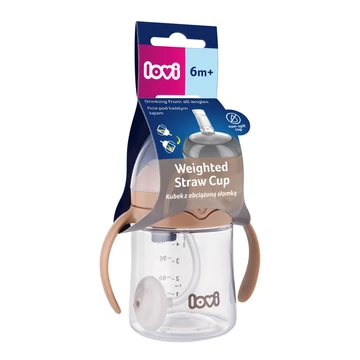 LOVI Első pohárka Súlyozott szívószálas kulacs 6 hó+ 150ml barna