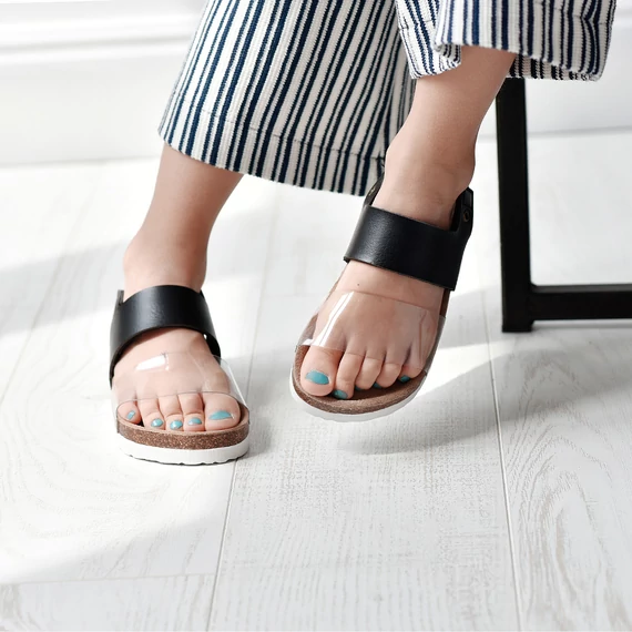 Boxbo Természetes parafa szandál FUTURIT– FEKETE-ÁTLÁTSZÓ