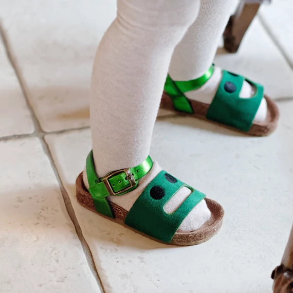 Boxbo Természetes parafa szandál WISTITI– ZÖLD