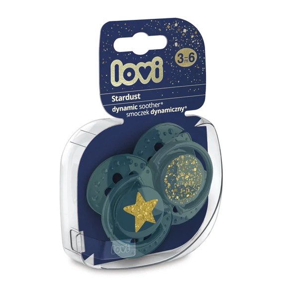 LOVI Dinamikus nyugtató cumi Stardust 3-6hó 2db zöld