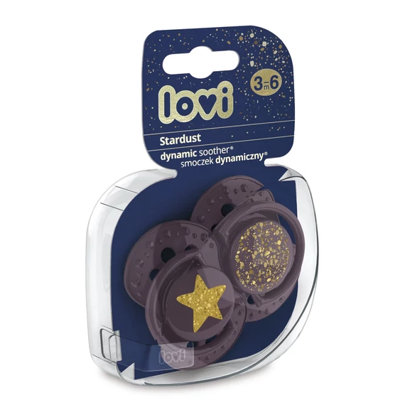 LOVI Dinamikus nyugtató cumi Stardust 3-6hó 2db lila