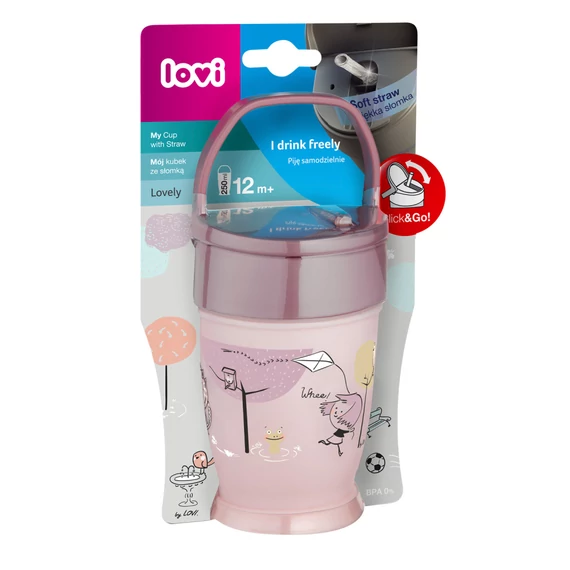 LOVI Szívószálas itatópohár JUNIOR 250 ml 12 hó+ Lovely lány